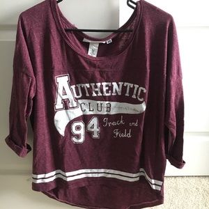 H&M 3/4 Sleeve Maroon Top